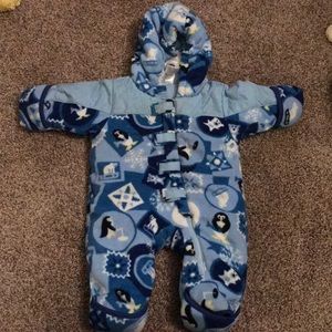 Columbia Blue Snowsuit very warm zipper Velcro